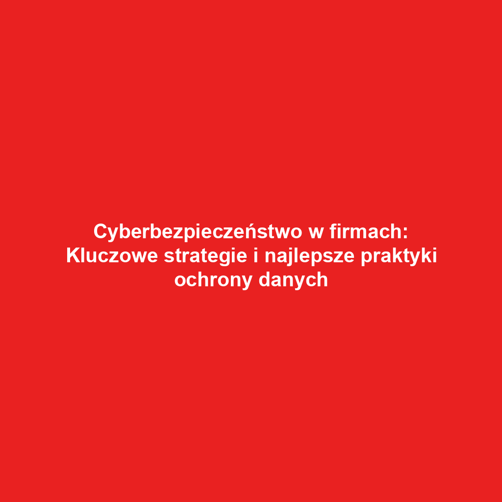 Cyberbezpieczeństwo w firmach: Kluczowe strategie i najlepsze praktyki ochrony danych