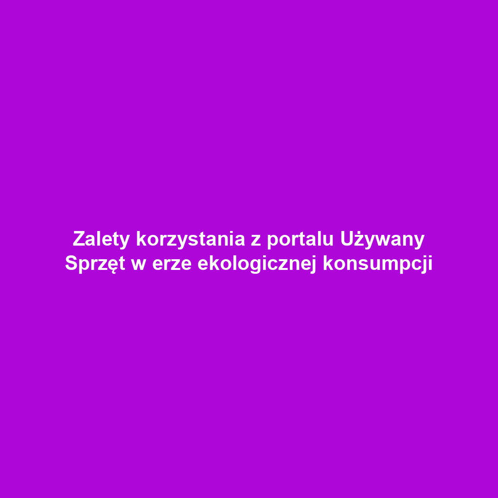 Zalety korzystania z portalu Używany Sprzęt w erze ekologicznej konsumpcji