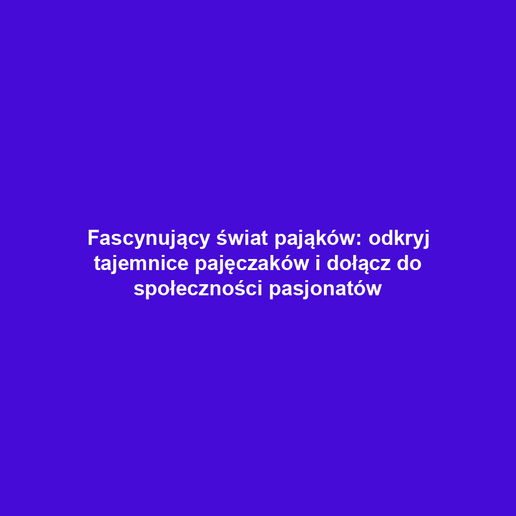 Fascynujący świat pająków: odkryj tajemnice pajęczaków i dołącz do społeczności pasjonatów