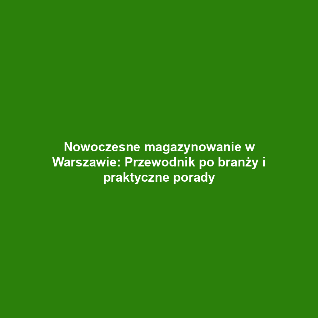 Nowoczesne magazynowanie w Warszawie: Przewodnik po branży i praktyczne porady