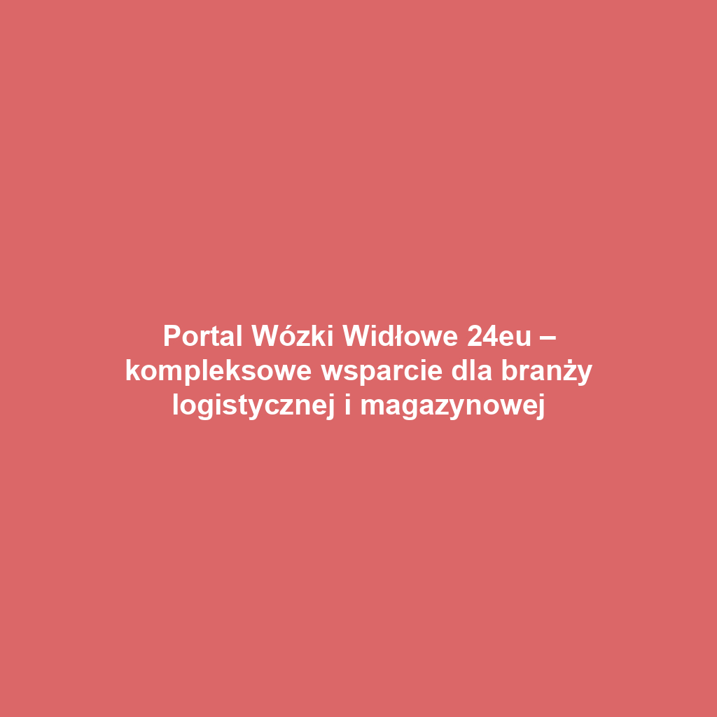 Portal Wózki Widłowe 24eu – kompleksowe wsparcie dla branży logistycznej i magazynowej