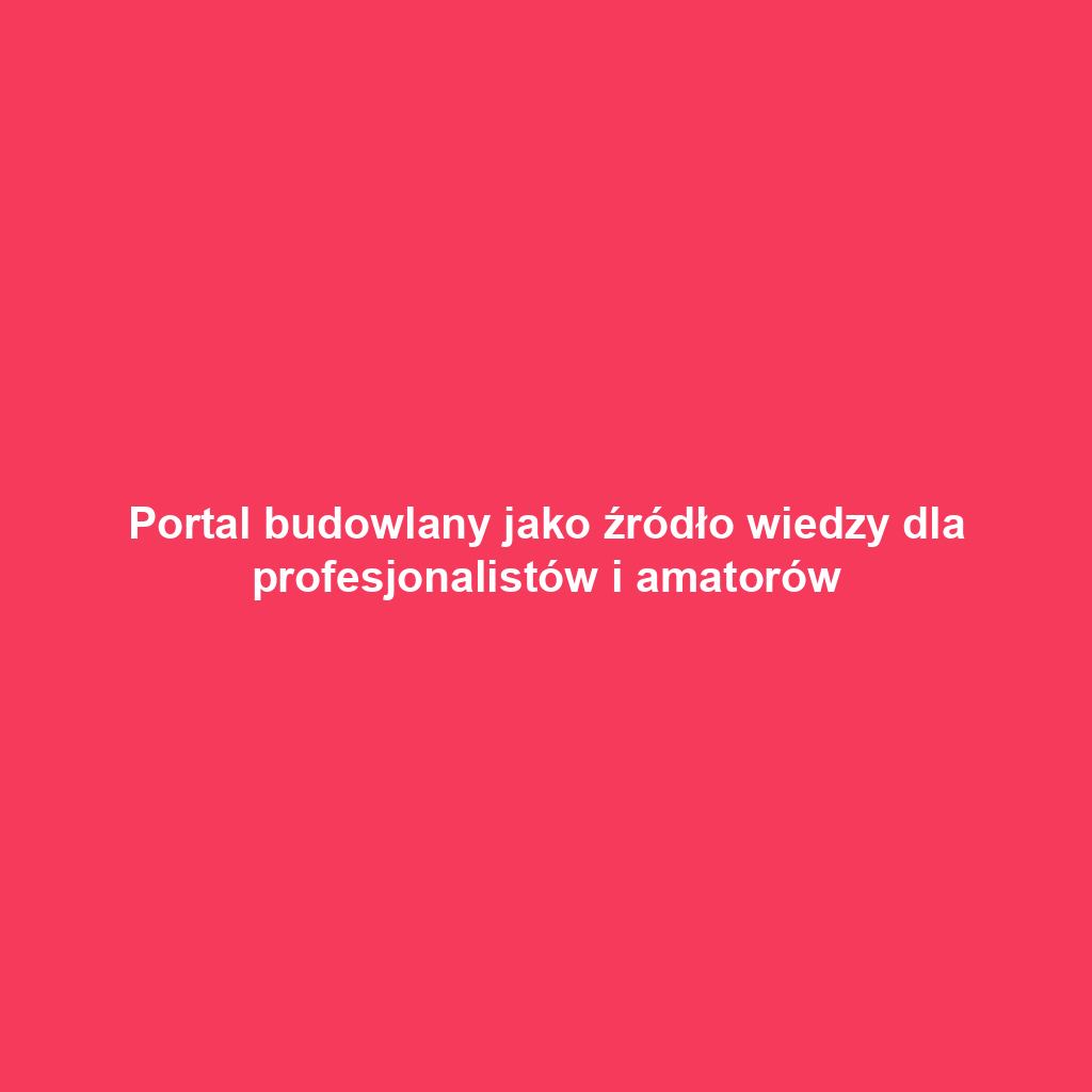 Portal budowlany jako źródło wiedzy dla profesjonalistów i amatorów