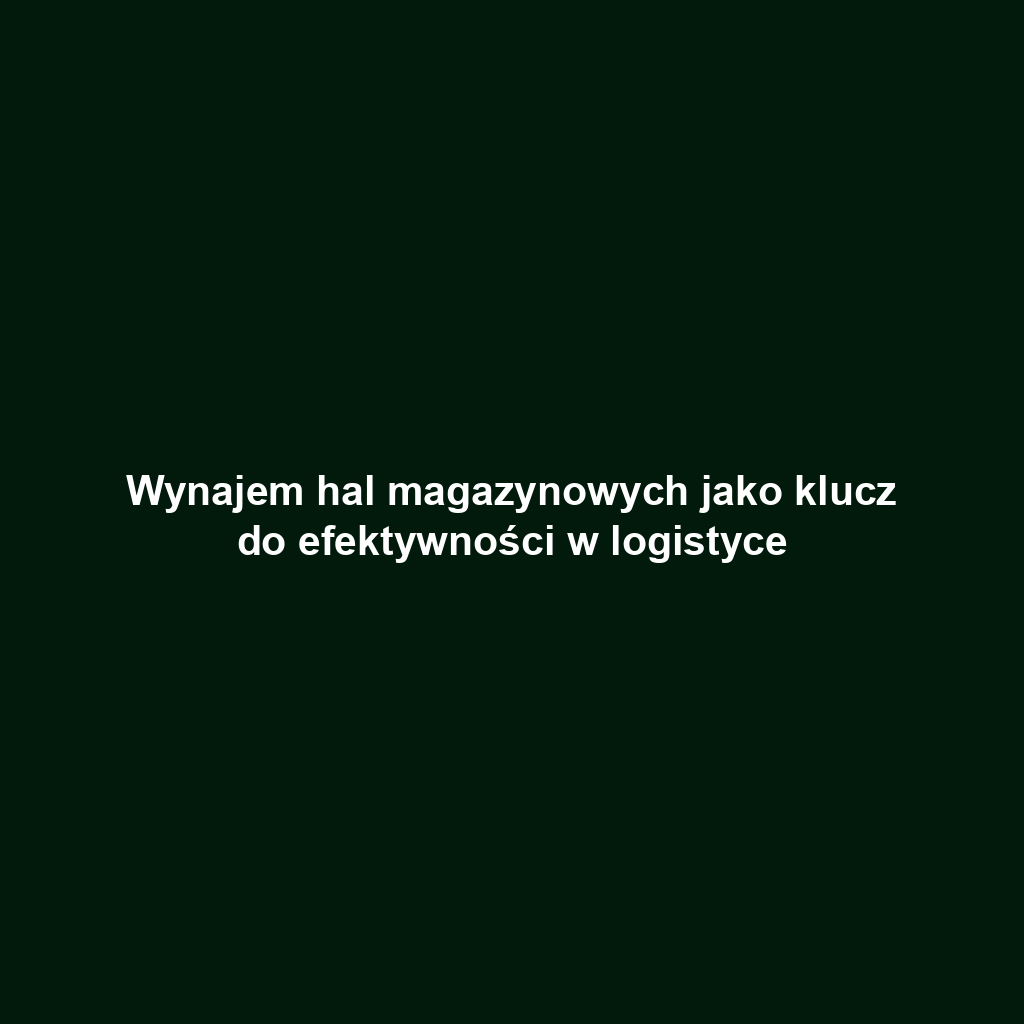 Wynajem hal magazynowych jako klucz do efektywności w logistyce